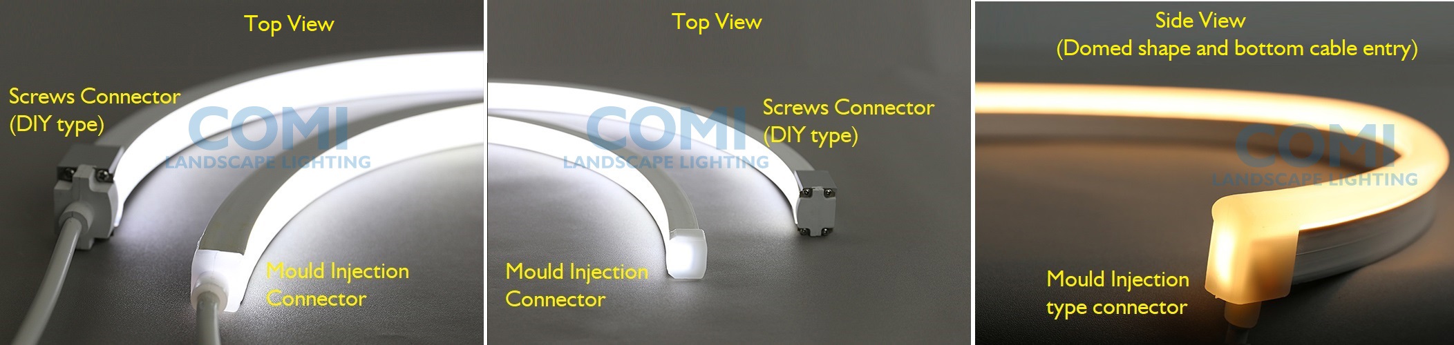 COMI Lighting Mould injection connector type and DIY screws  connector type neon LED flex