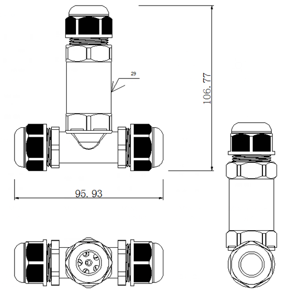 T type IP68 Waterproof Connector for outdoor lighting_COMI Lighting