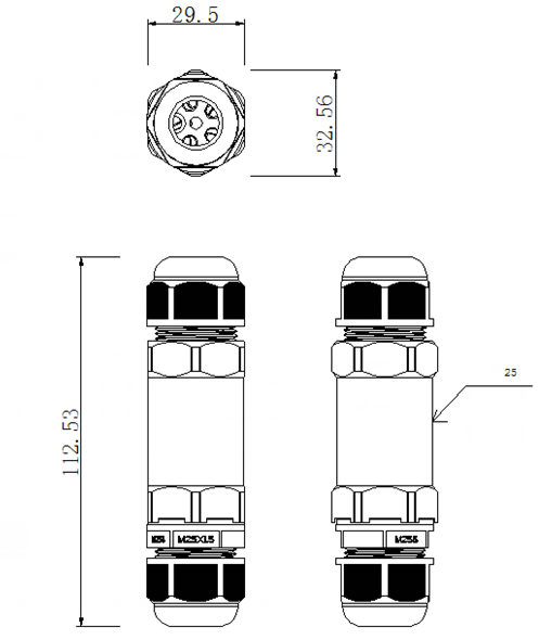 M685 IP68 Waterproof Connector Dimension