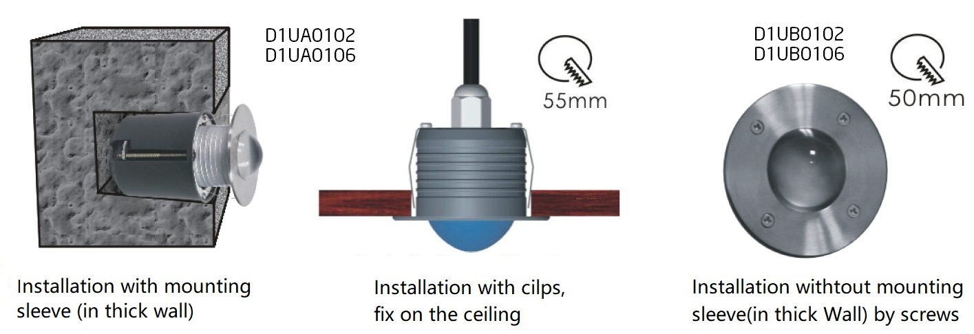 Installation Methods for D1U series LED Wall recessed outline lights