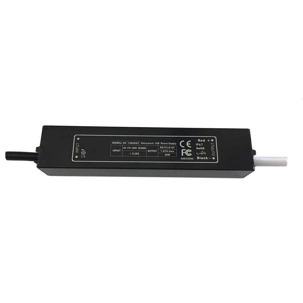 12VDC or 24VDC 20W Thin type IP67 Waterproof LED Driver