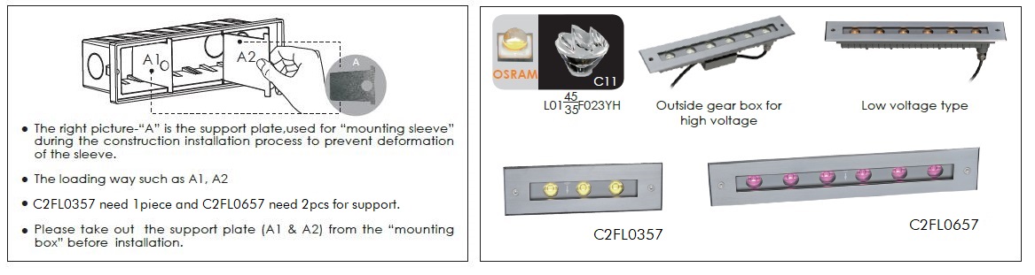 C2FL0357 and C2FL0657 Asymmetrical LED Linear ingorund lights
