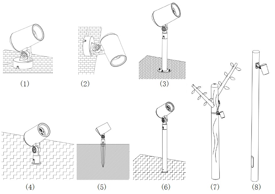 Comi landscape Lighting_optional extensive mounting accessories enables the luminaire to install in a wide variety of outdoor applications