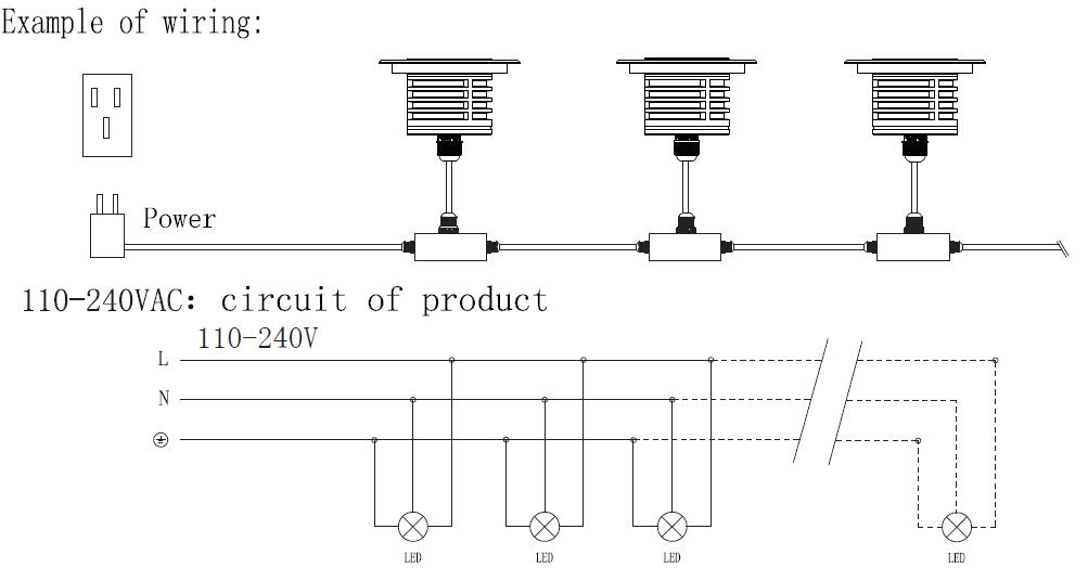 wiring diagaram for high voltage LED inground lights_COMI LANDSCAPE LIGHTING