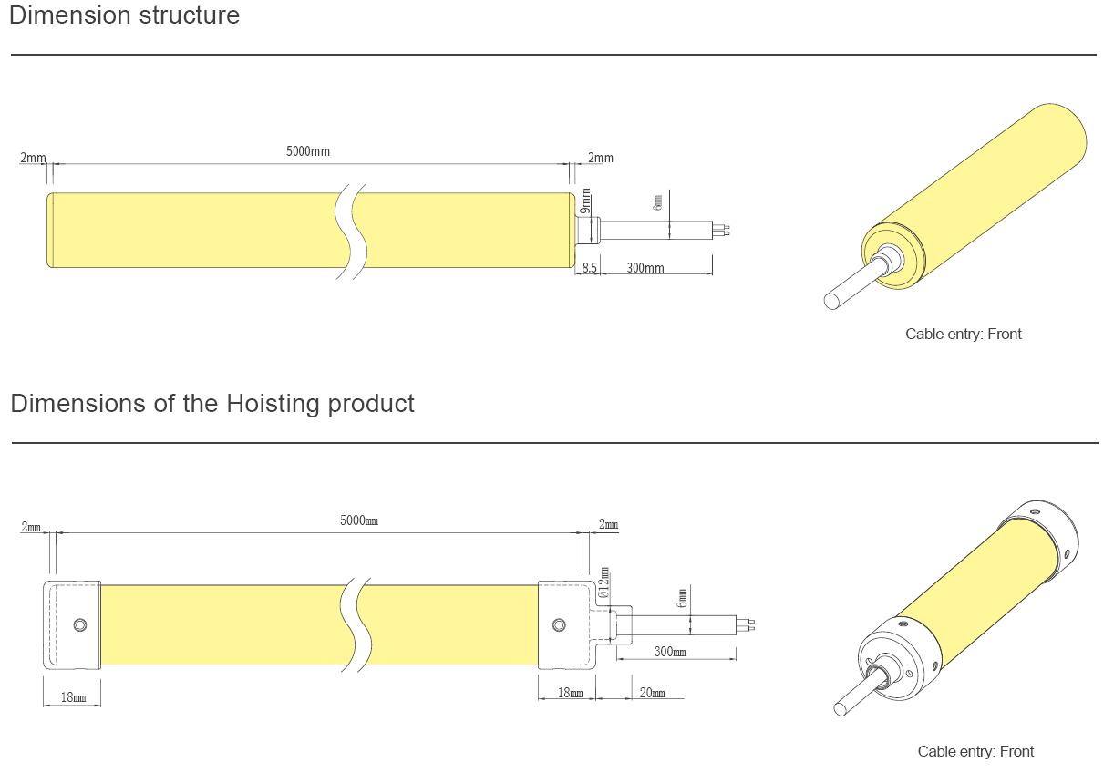 dimensions and structure for round shape neon LED strip