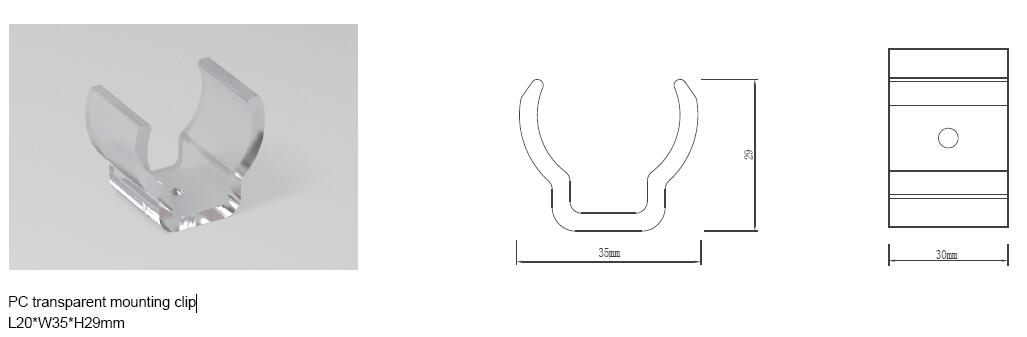 PC transparent mounting clip for round neon LED rope