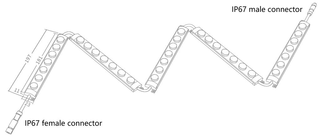 product drawing for IP67 Mini LED wall Wash String Lights