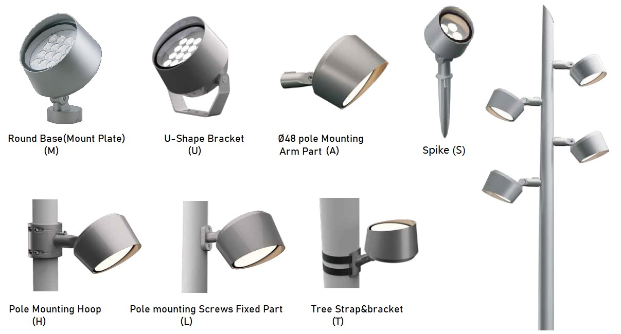 IP66 led flood lights with Extensive mounting accessories to meet different kinds lighting application installation requirement