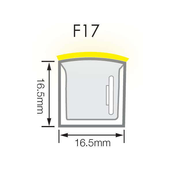 IP68 Side View Neon LED Strip 16.5x16.5mm for Outdoor 