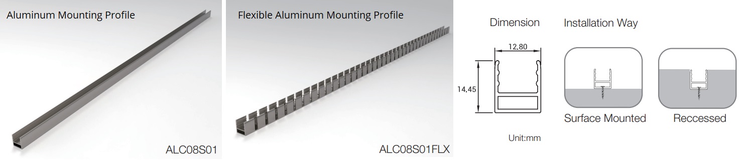 aluminum mounting channel for mini Neon LED strip