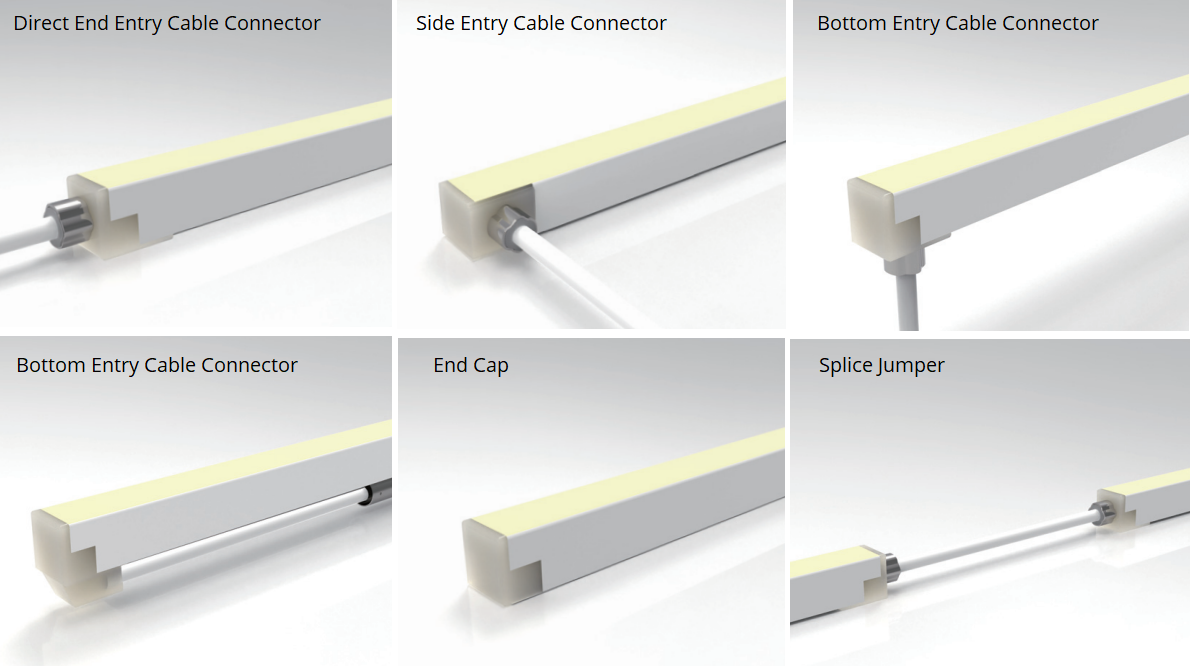 injection moulded connector for F16 neon LED strip