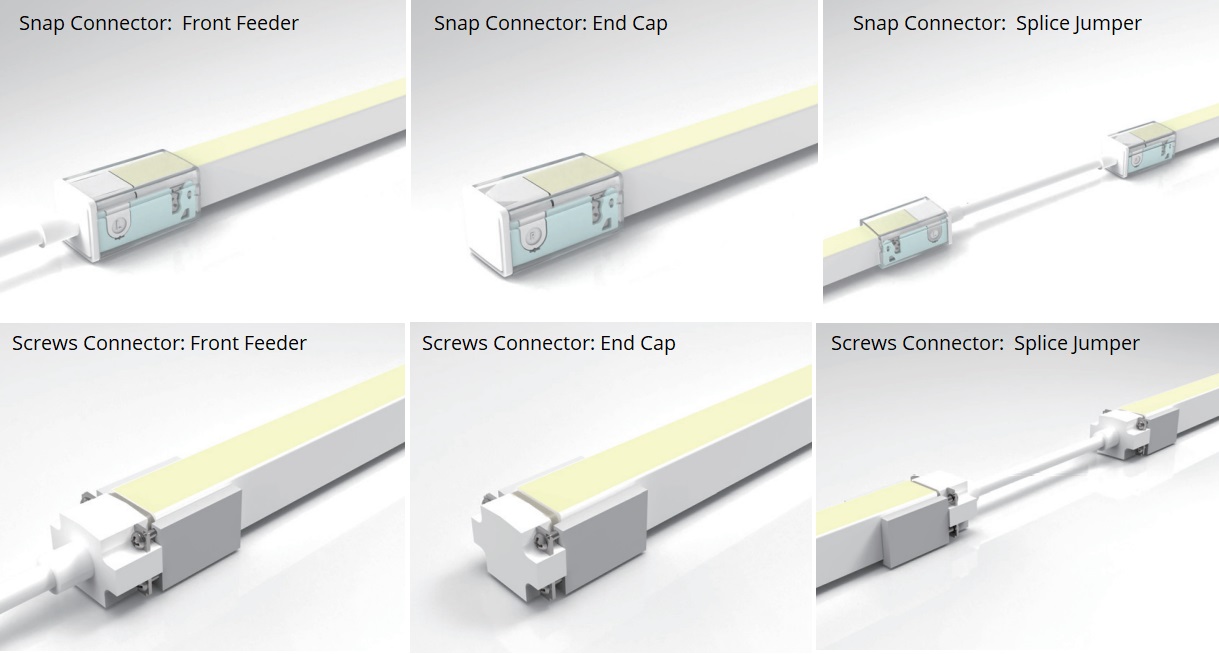 DIY snap connector and screws connector for F16 neon LED strip