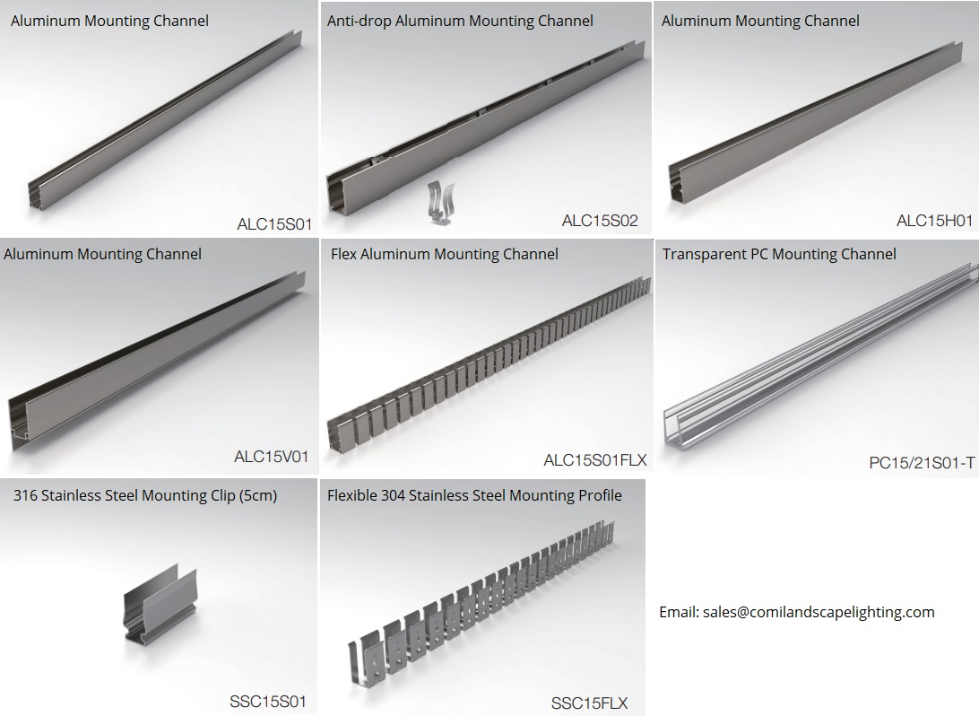 Mounting accessories for F15 neon LED flex