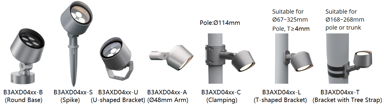 IP66 Outdoor Architectural and Landscape Flood lights with Extensive Optional Mounting Accessories to Meet Various Kinds of installation for Different lighting Applications