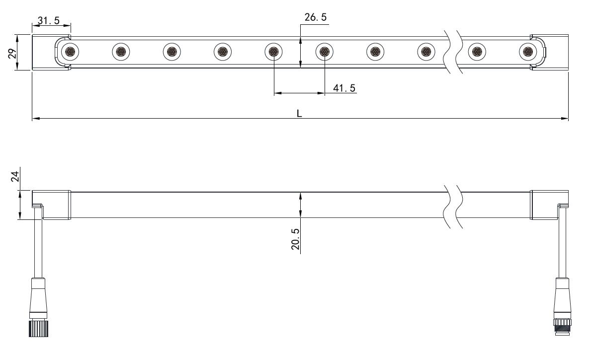 dimension for IP65 Waterproof Flexible Wall Washer