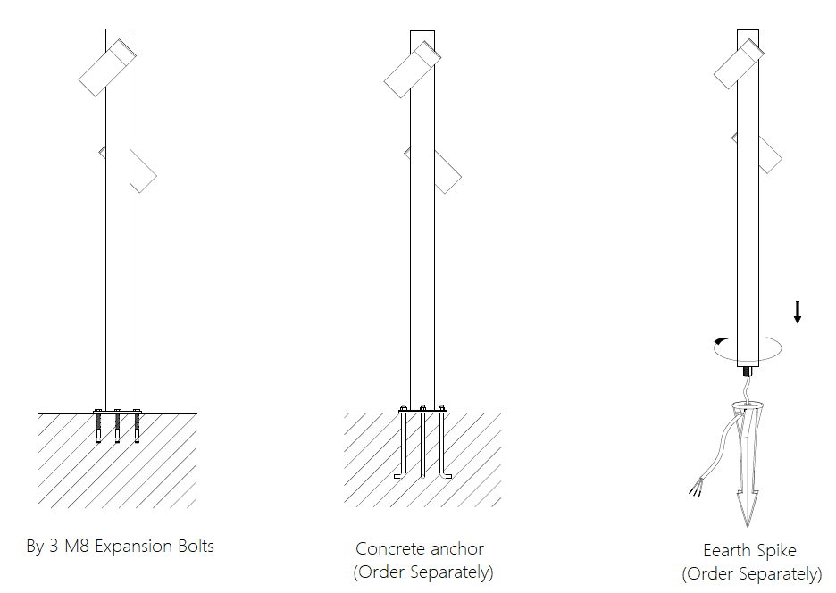 Optional Installation Methods for tube led bollard lights